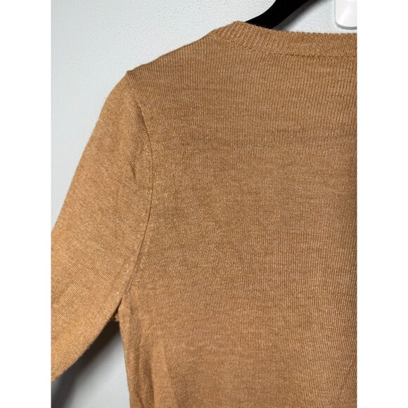 A New Day Womens Cozy Knit Sweater Small Camel Brown V-Neck Minimalist Relaxed - Picture 6 of 10